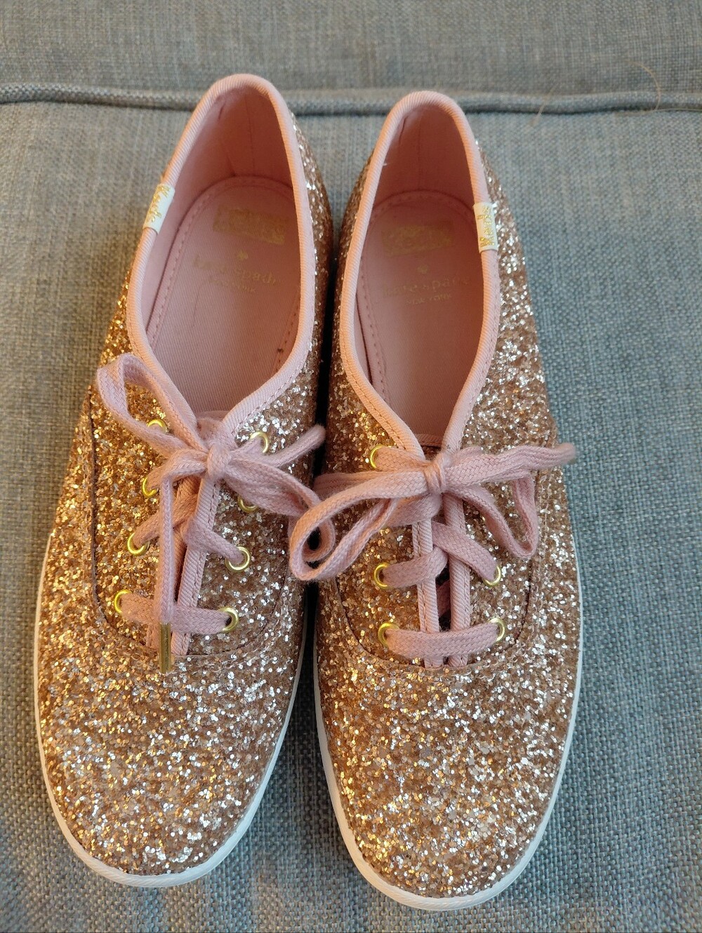Keds X Kate Spade Rose Gold Glitter Pink Low-Top Sneakers Sz 7.5 - Picture 3 of 5